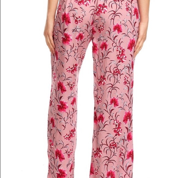 NWOT Pink Floral Palazzo wide legs pant   Sizes - M,L & XL - Picture 3 of 8
